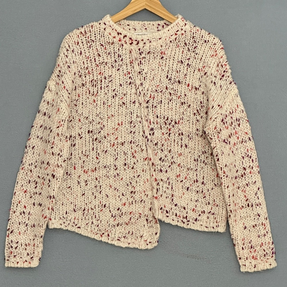 Boho Slouchy Womens Sweater XS Confetti Speckled Chunky Knit Asymmetrical Retro